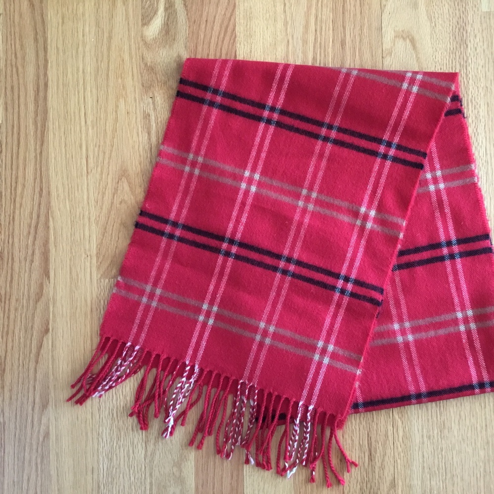 Red black tan Burberry Style Scarf